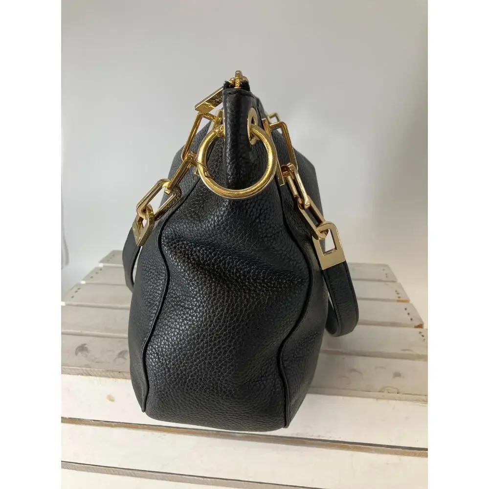 MICHAEL KORS, LARGE BLACK PEBBLED LEATHER HANDBAG
